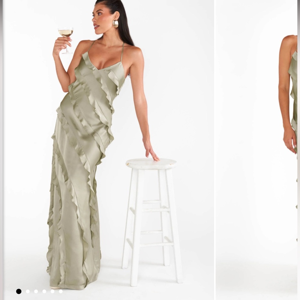 Show Me Your MuMu Sage Green Ruffle Maxi Dress